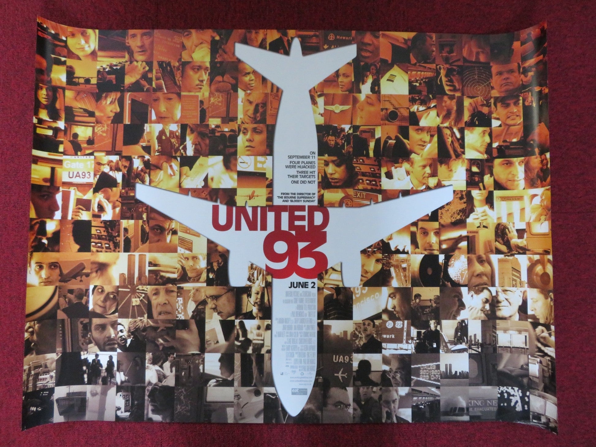 UNITED 93 UK QUAD (30"x 40") ROLLED POSTER J. J. JOHNSON GARY COMMOCK 2006 Rendezvous Cinema Movie posters