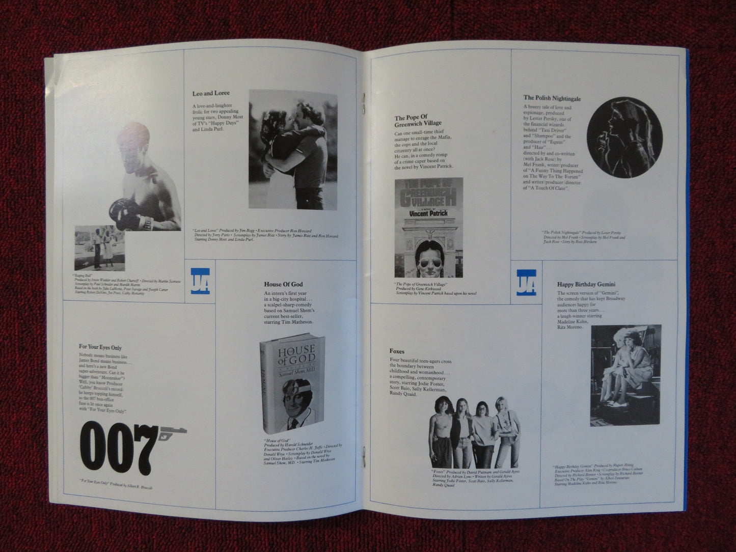 UNITED ARTISTS 60 ENTERTAINING YEARS 1979 MOVIE BROCHURE MGM LORIMAR Rendezvous Cinema Movie posters