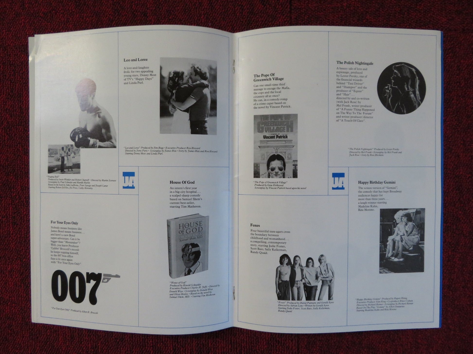 UNITED ARTISTS 60 ENTERTAINING YEARS 1979 MOVIE BROCHURE MGM LORIMAR Rendezvous Cinema Movie posters