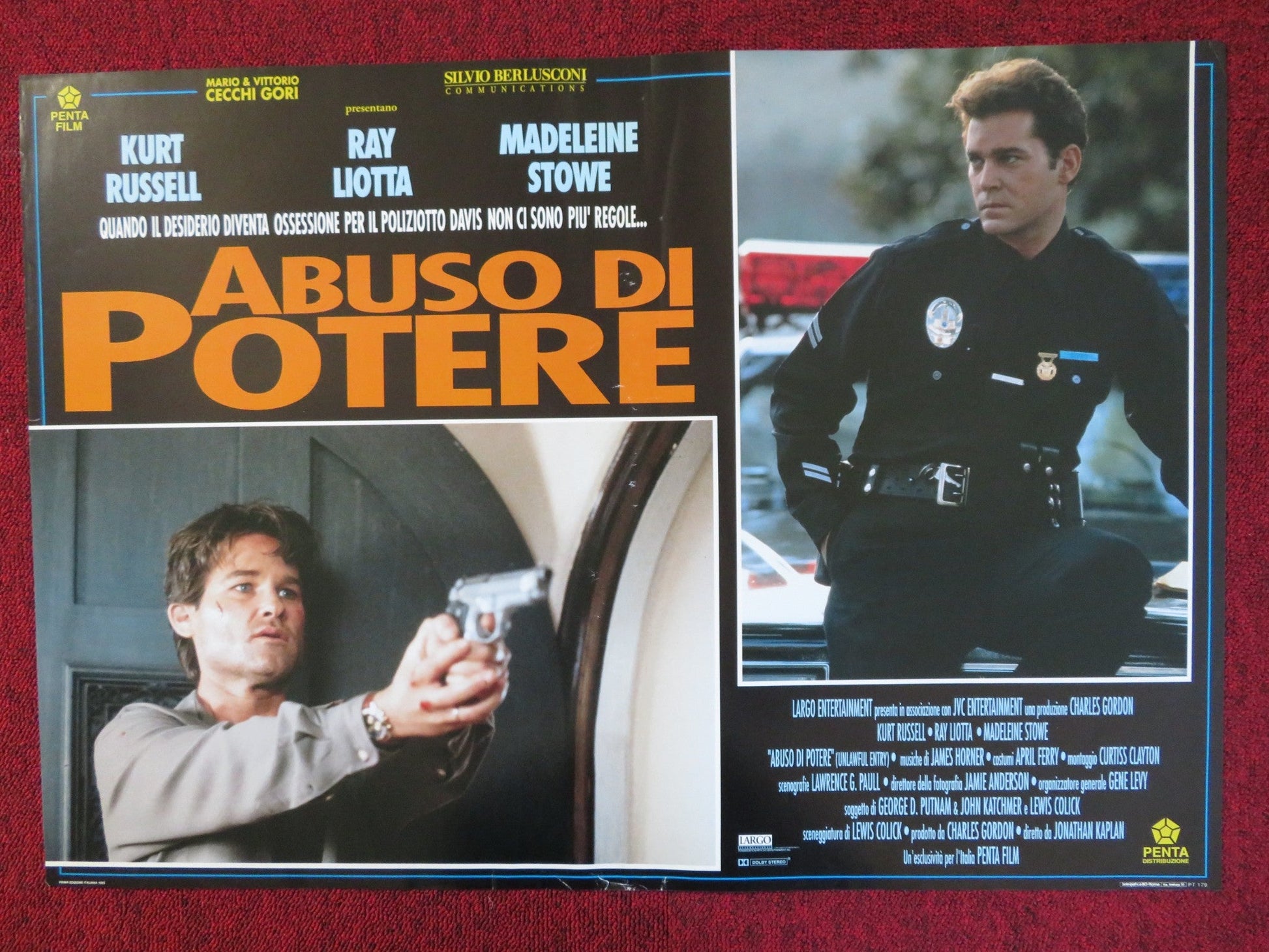 UNLAWFUL ENTRY ITALIAN FOTOBUSTA POSTER KURT RUSSELL RAY LIOTTA 1993 Rendezvous Cinema Movie posters