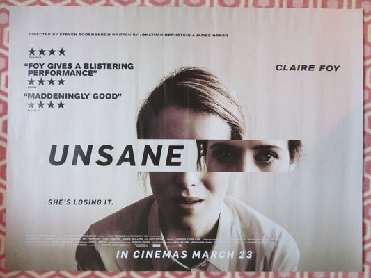 UNSANE QUAD (30"x 40") ROLLED POSTER CLAIRE FOY STEVEN SODERBERGH 2018 - Rendezvous Cinema