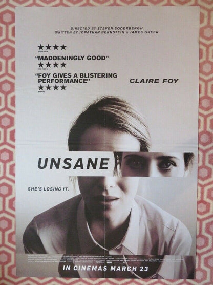 UNSANE UK ONE SHEET (27"x 41") ROLLED POSTER CLAIRE FOY 2018 Movie posters