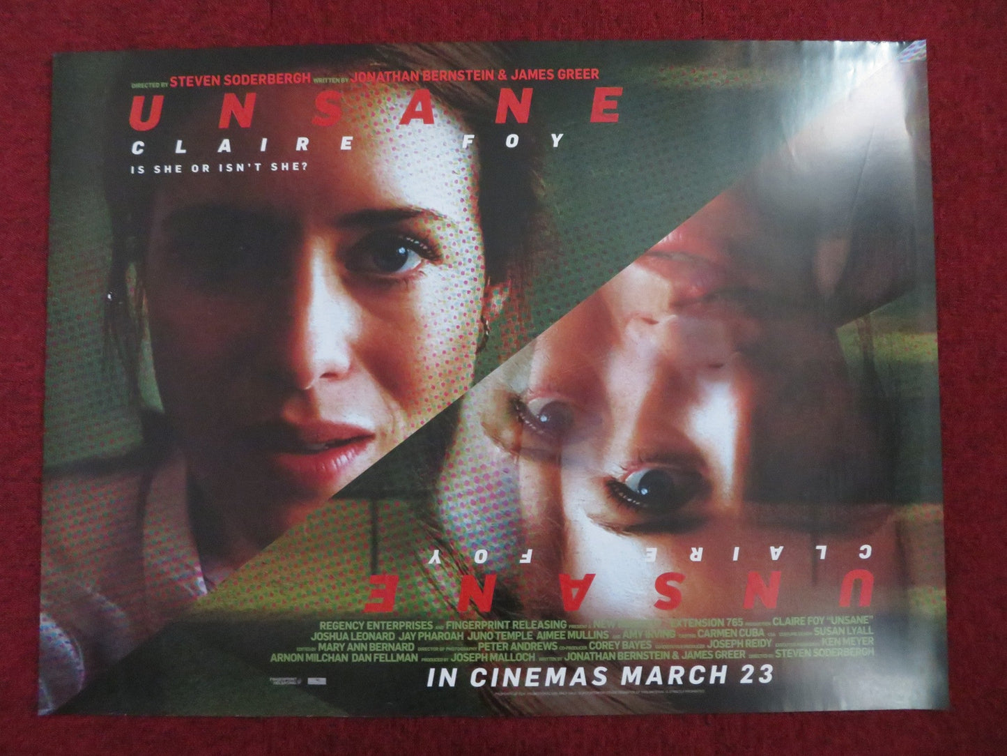 UNSANE UK QUAD (30"x 40") ROLLED POSTER CLAIRE FOY JOSHUA LEONARD 2018 Rendezvous Cinema Movie posters