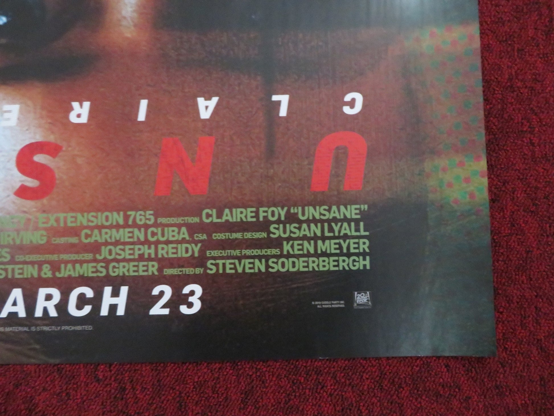 UNSANE UK QUAD (30"x 40") ROLLED POSTER CLAIRE FOY JOSHUA LEONARD 2018 Rendezvous Cinema Movie posters