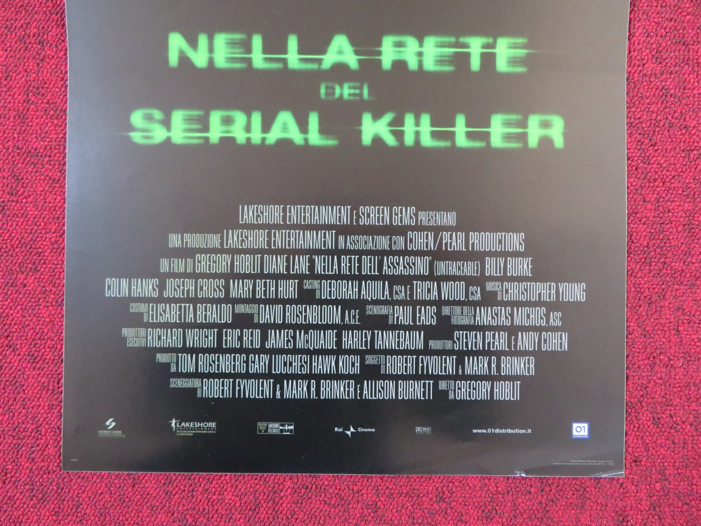 UNTRACEABLE ITALIAN LOCANDINA POSTER DIANE LANE COLIN HANKS 2008 Rendezvous Cinema Movie posters