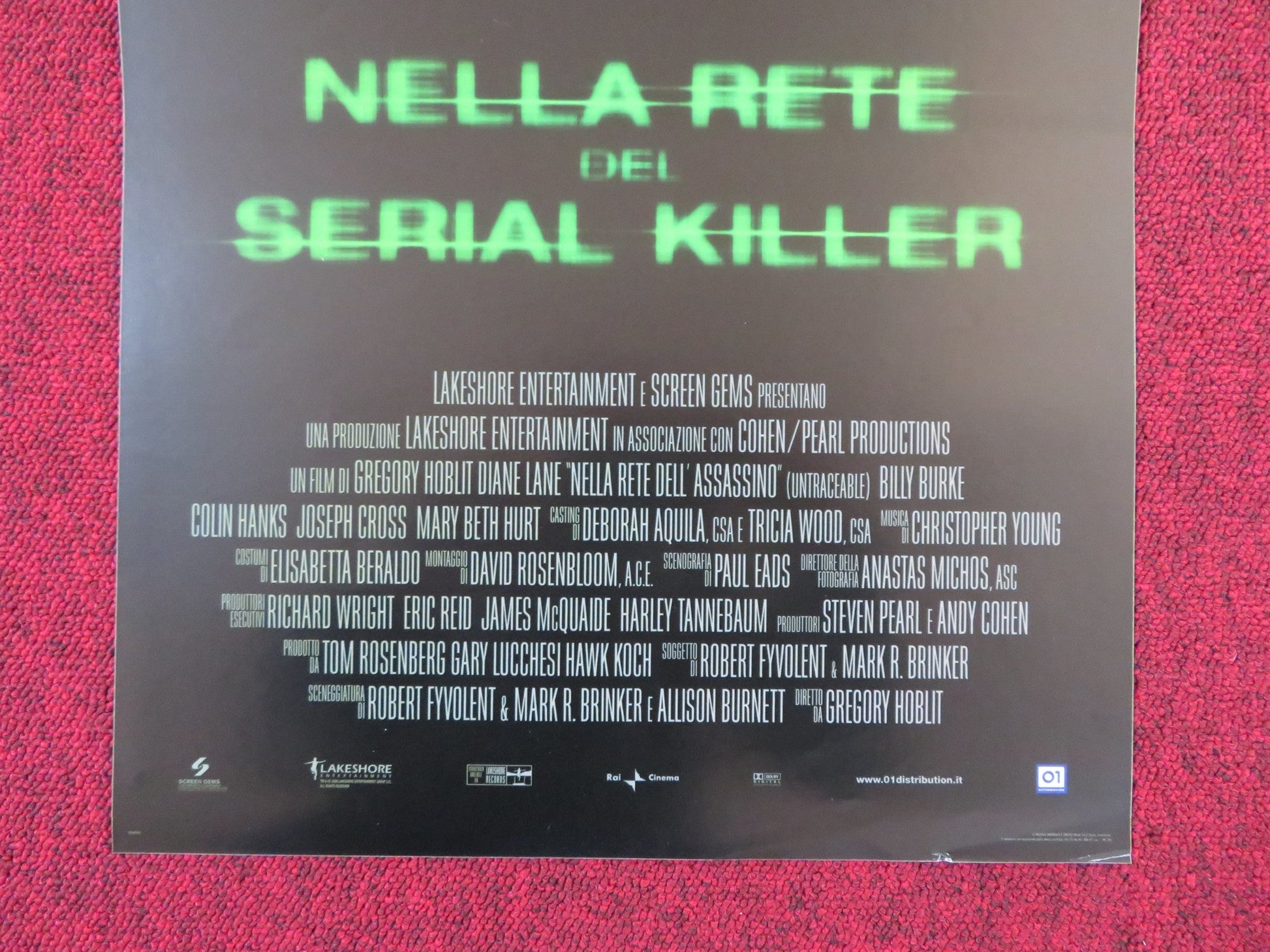 UNTRACEABLE ITALIAN LOCANDINA POSTER DIANE LANE COLIN HANKS 2008 Rendezvous Cinema Movie posters