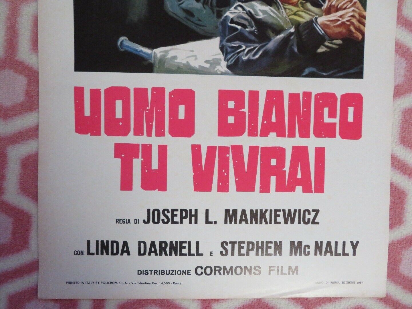 UOMO BIANCO TU VIVRAI / No Way Out ITALIAN LOCANDINA (27.5"x13") POSTER 1951 Movie posters