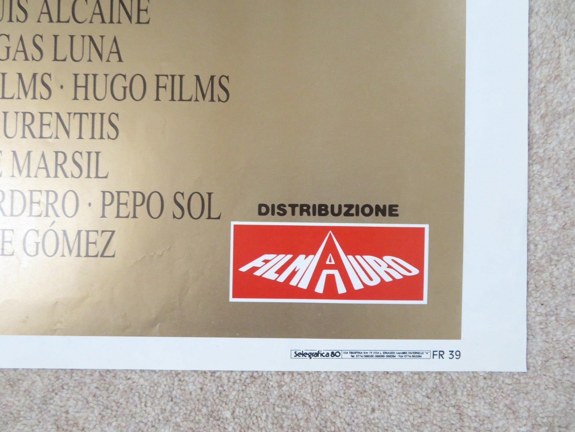 UOVA D'ORO ITALIAN 2 FOGLIO POSTER JAVIER BARDEM MARIA DE MEDEIROS 1993 Rendezvous Cinema Movie posters
