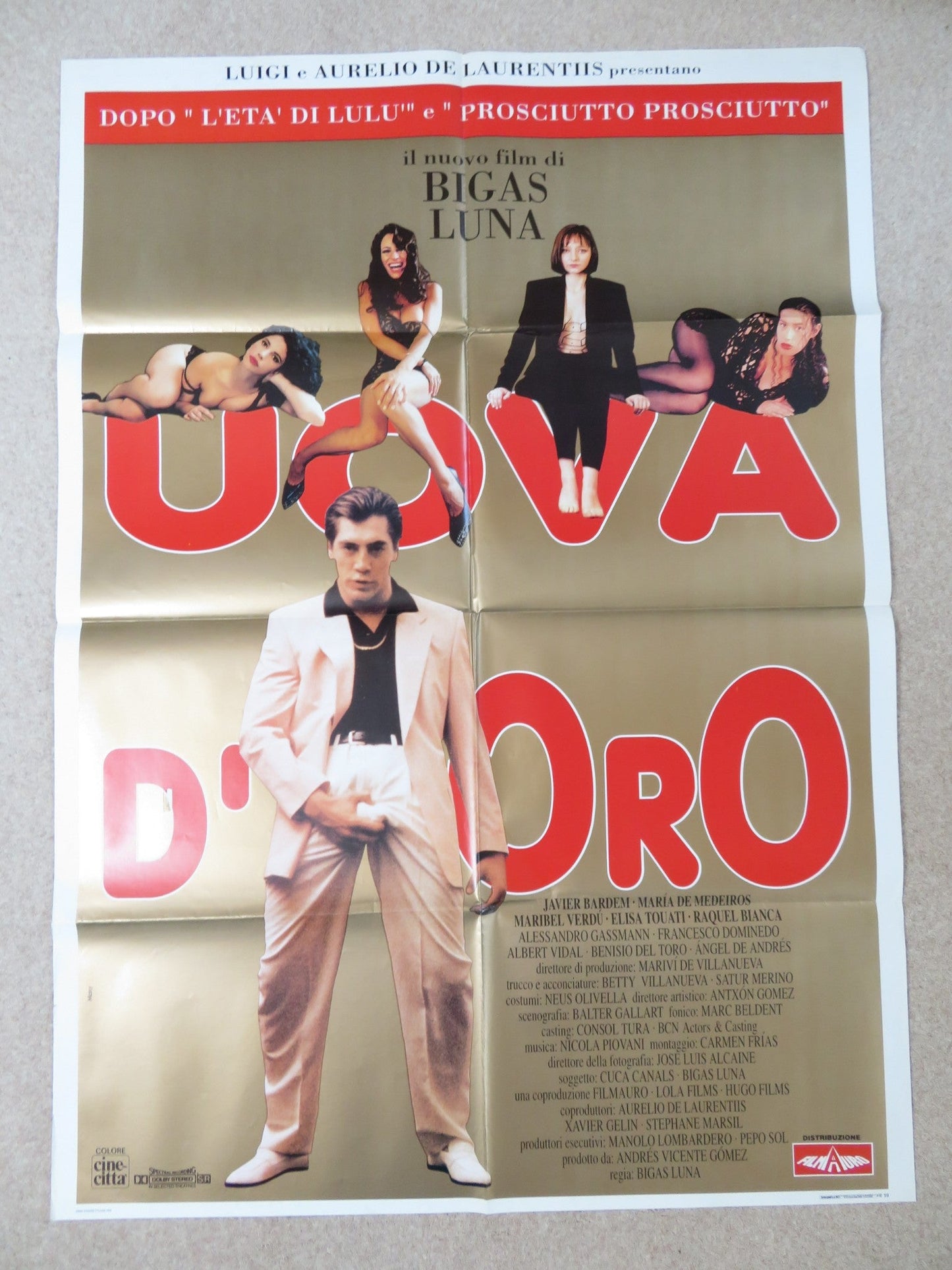 UOVA D'ORO ITALIAN 2 FOGLIO POSTER JAVIER BARDEM MARIA DE MEDEIROS 1993 Rendezvous Cinema Movie posters