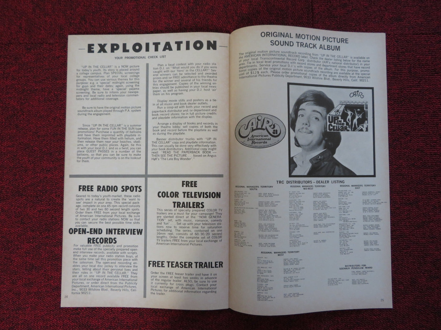 UP IN THE CELLAR UNCUT AMERICAN INTERNATIONAL PRESS BOOK STERN JOAN COLLINS 1970 Rendezvous Cinema Movie posters