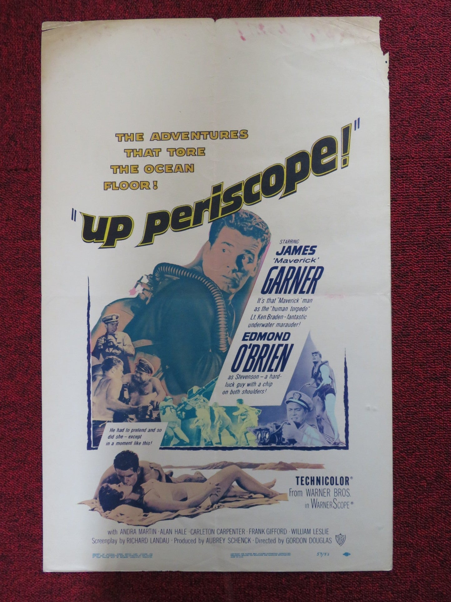 UP PERISCOPE WINDOW CARD (14"x 22") POSTER JAMES GARNER EDMOND O'BRIEN 1959 Rendezvous Cinema Movie posters