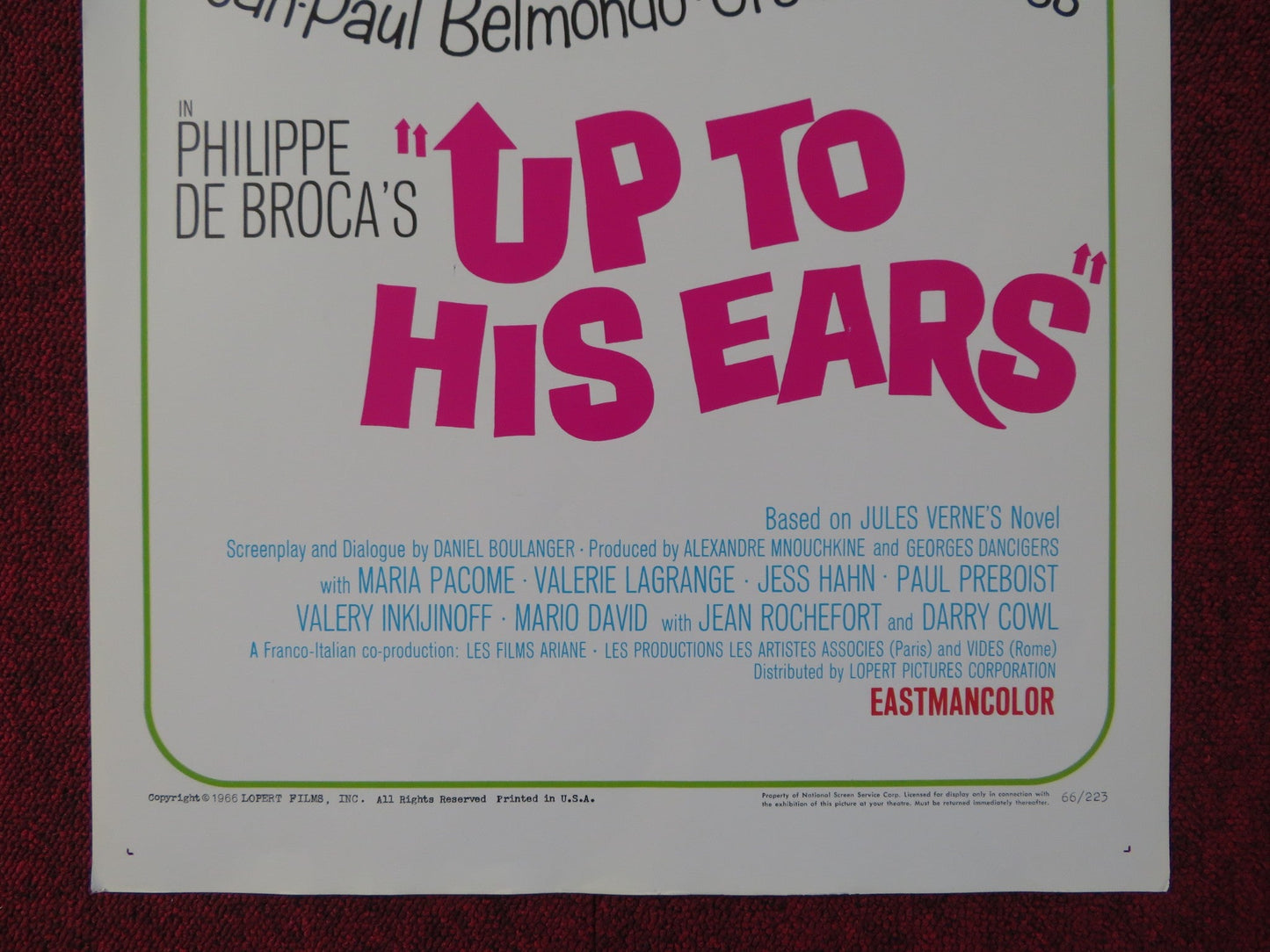 UP TO HIS EARS US INSERT (14"x 36") POSTER JEAN - PAUL BELMONDO U. ANDRESS 1965 Rendezvous Cinema Movie posters