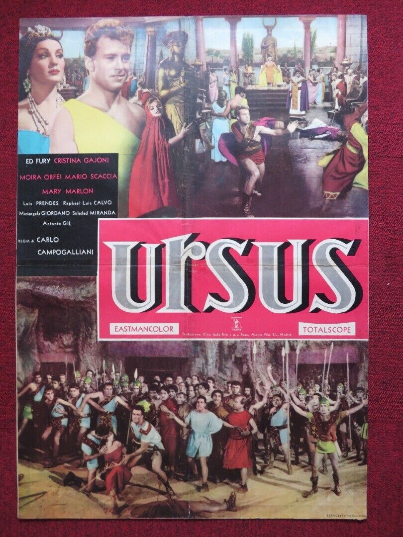 URSUS ITALIAN FOGLIO ROLLED POSTER ED FURY CRISTINA GAJONI 1961 Movie posters