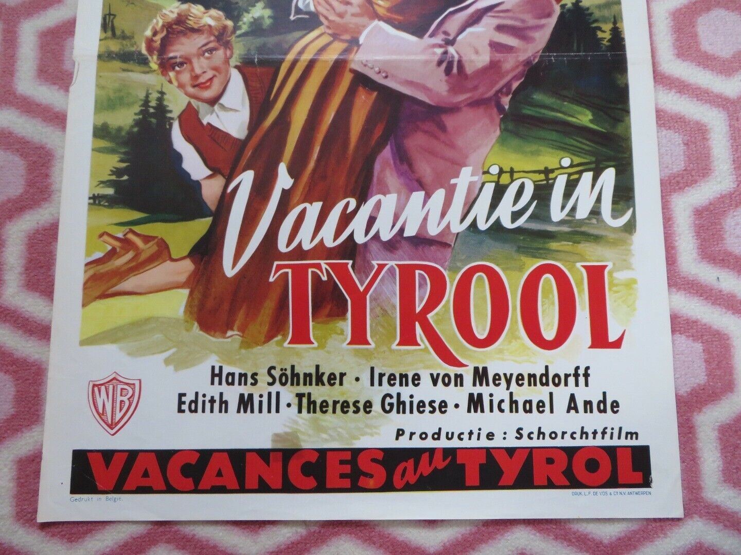 VACANCES AU TYROL/ Castle in Tyrol BELGIUM (21.5"x14") POSTER HANS SOHNKER 1957 Movie posters
