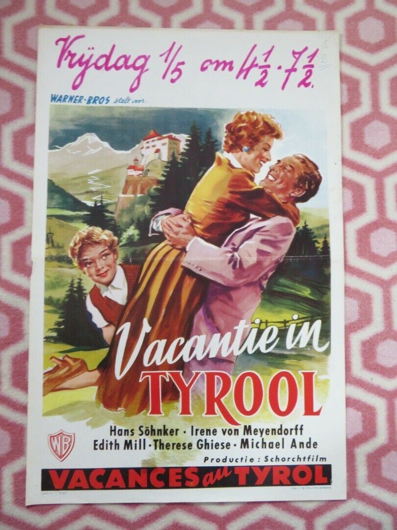 VACANCES AU TYROL/ Castle in Tyrol BELGIUM (21.5"x14") POSTER HANS SOHNKER 1957 Movie posters