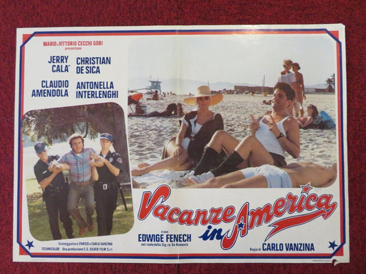 VACANZE IN AMERICA ITALIAN FOTOBUSTA POSTER JERRY CALA CHRISTIAN DE SICA 1984 - Rendezvous Cinema