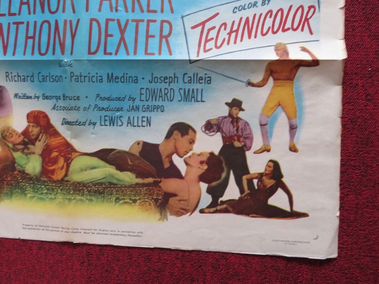 VALENTINO FOLDED US ONE SHEET POSTER ANTHONY DEXTER ELEANOR PARKER 1951 Movie posters
