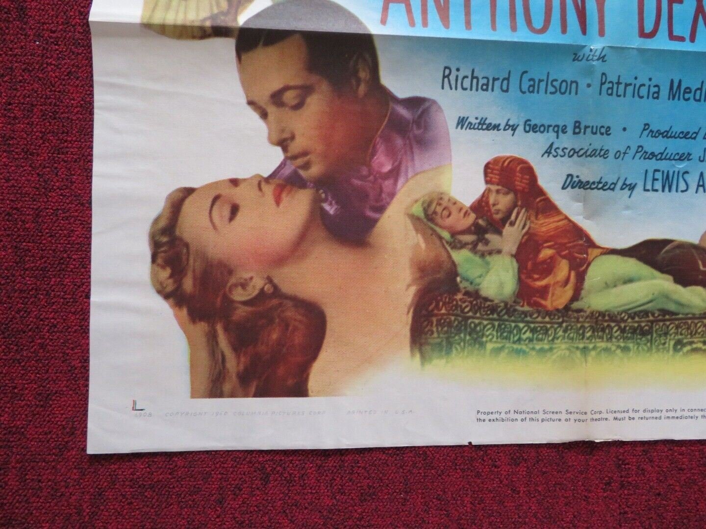 VALENTINO FOLDED US ONE SHEET POSTER ANTHONY DEXTER ELEANOR PARKER 1951 Movie posters