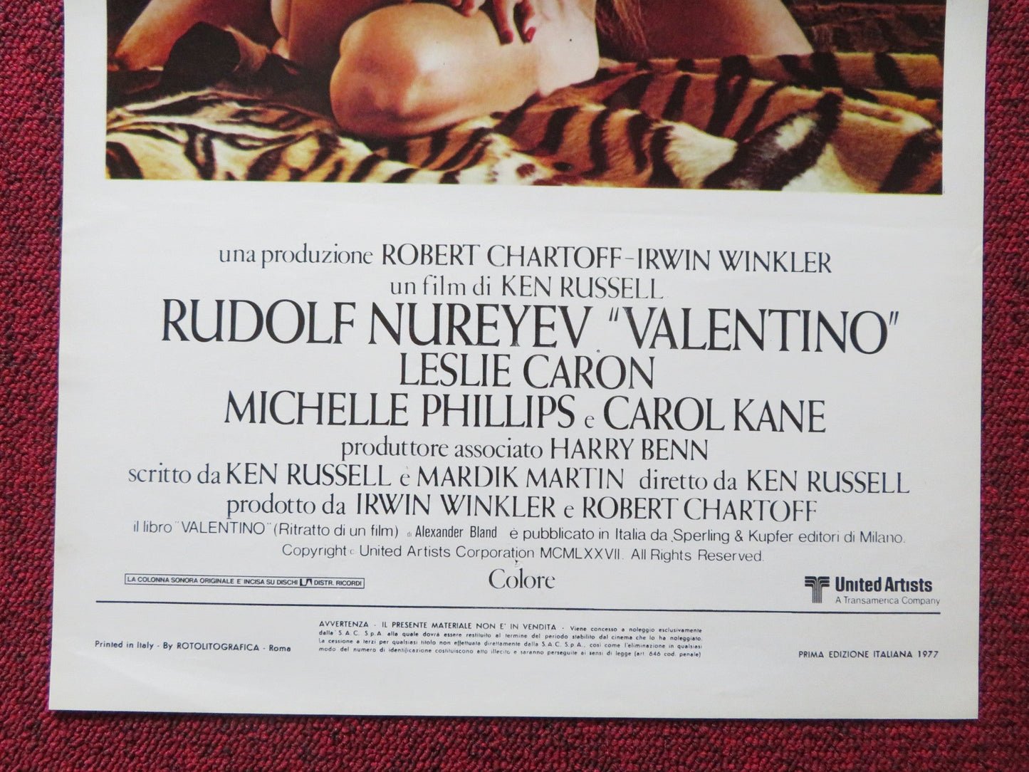 VALENTINO ITALIAN LOCANDINA POSTER RUDOLF NUREYEV 1977 Rendezvous Cinema Movie posters