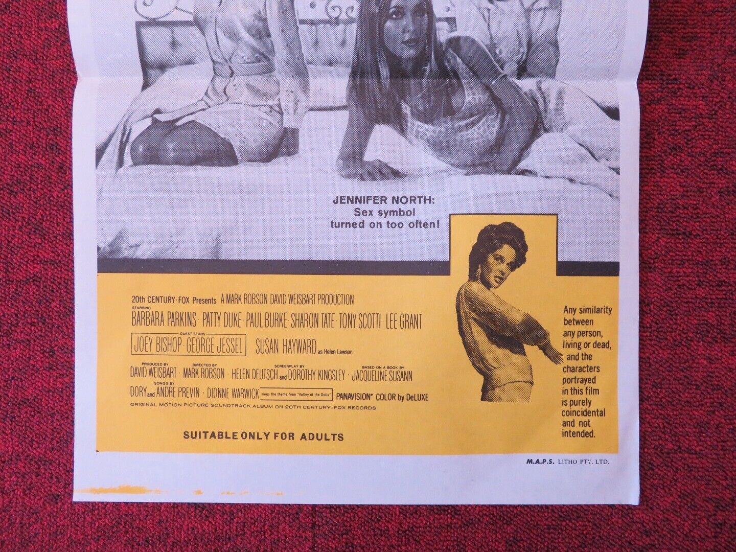VALLEY OF THE DOLLS FOLDED AUSTRALIAN DAYBILL POSTER BARBAR 1967A PARKINS Movie posters