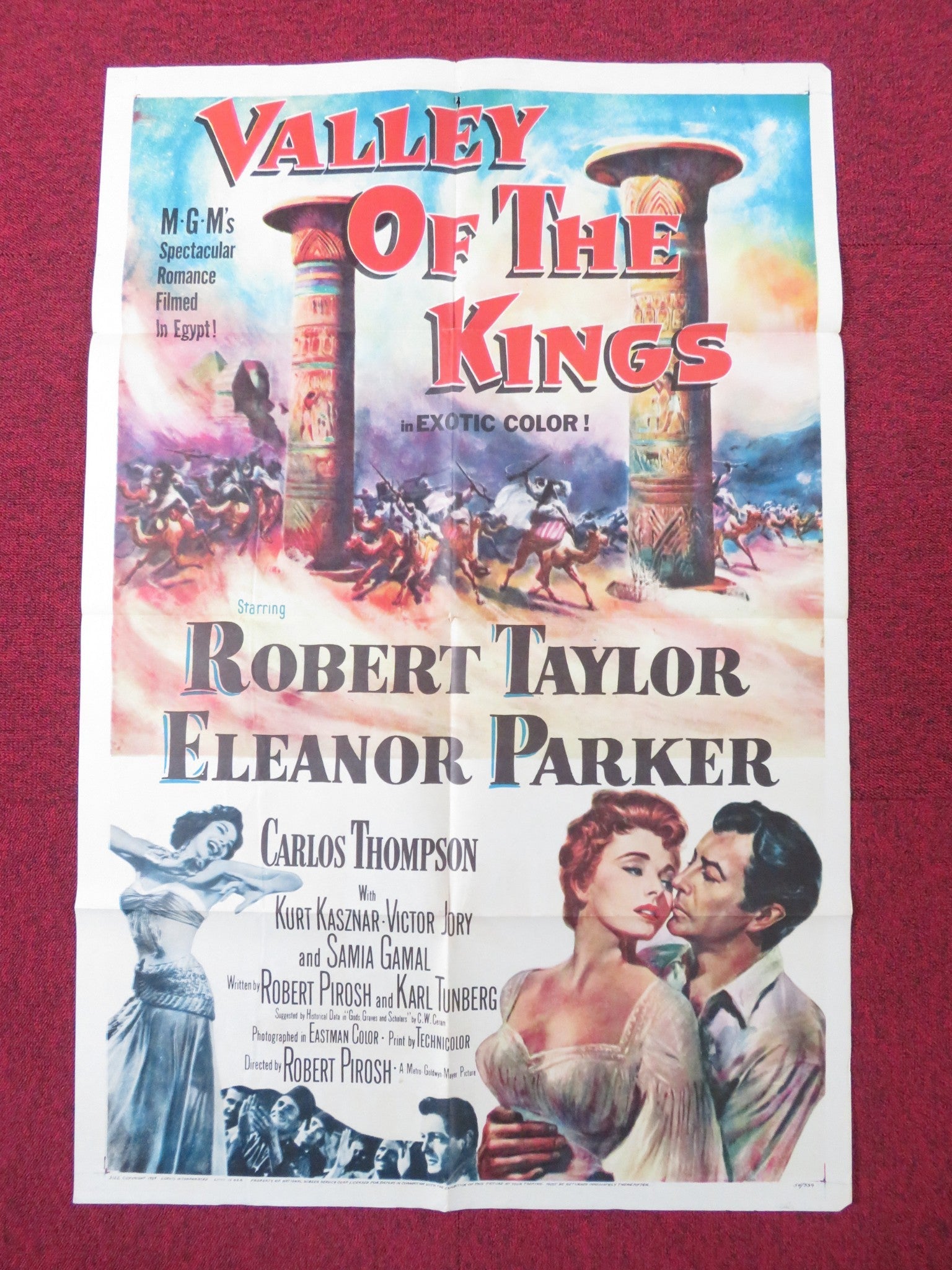 VALLEY OF THE KINGS FOLDED US ONE SHEET POSTER ROBERT TAYLOR ELEANOR PARKER 1954 Rendezvous Cinema Movie posters
