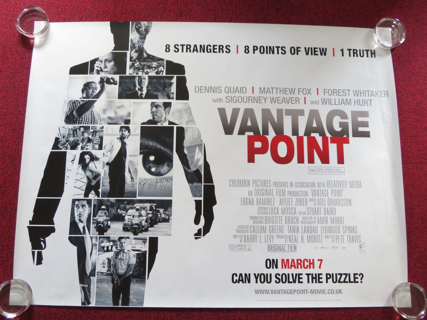 VANTAGE POINT UK QUAD (30"x 40") ROLLED POSTER DENIS QUAID MATTHEW FOX 2008 Rendezvous Cinema Movie posters