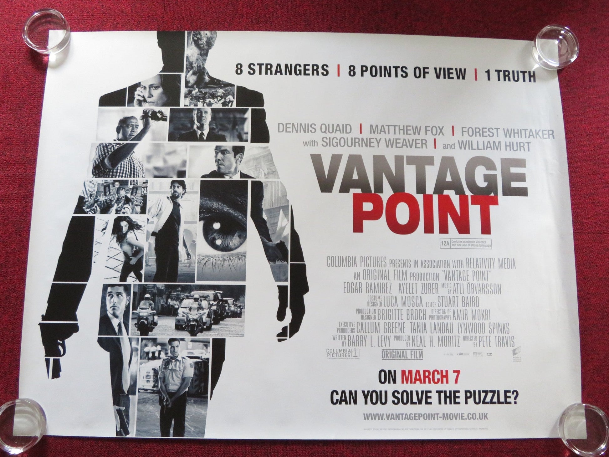 VANTAGE POINT UK QUAD (30"x 40") ROLLED POSTER DENIS QUAID MATTHEW FOX 2008 Rendezvous Cinema Movie posters
