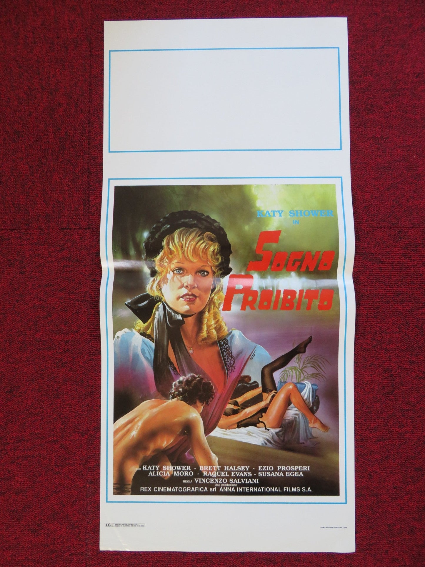 VELVET DREAMS ITALIAN LOCANDINA (27.5"x13") POSTER KATY SHOWER BRETT HALSEY 1988 Rendezvous Cinema Movie posters