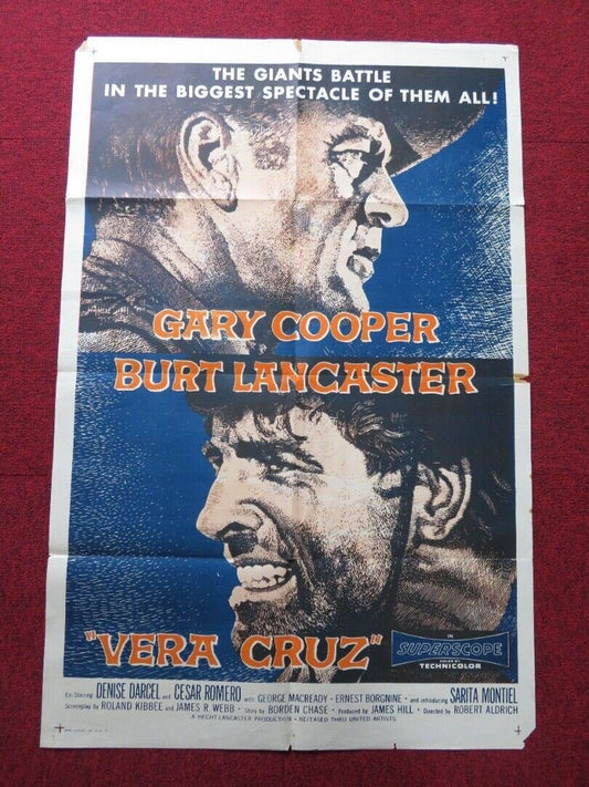 VERA CRUZ FOLDED US ONE SHEET POSTER GARY COOPER BURT LANCASTER 1954 Movie posters