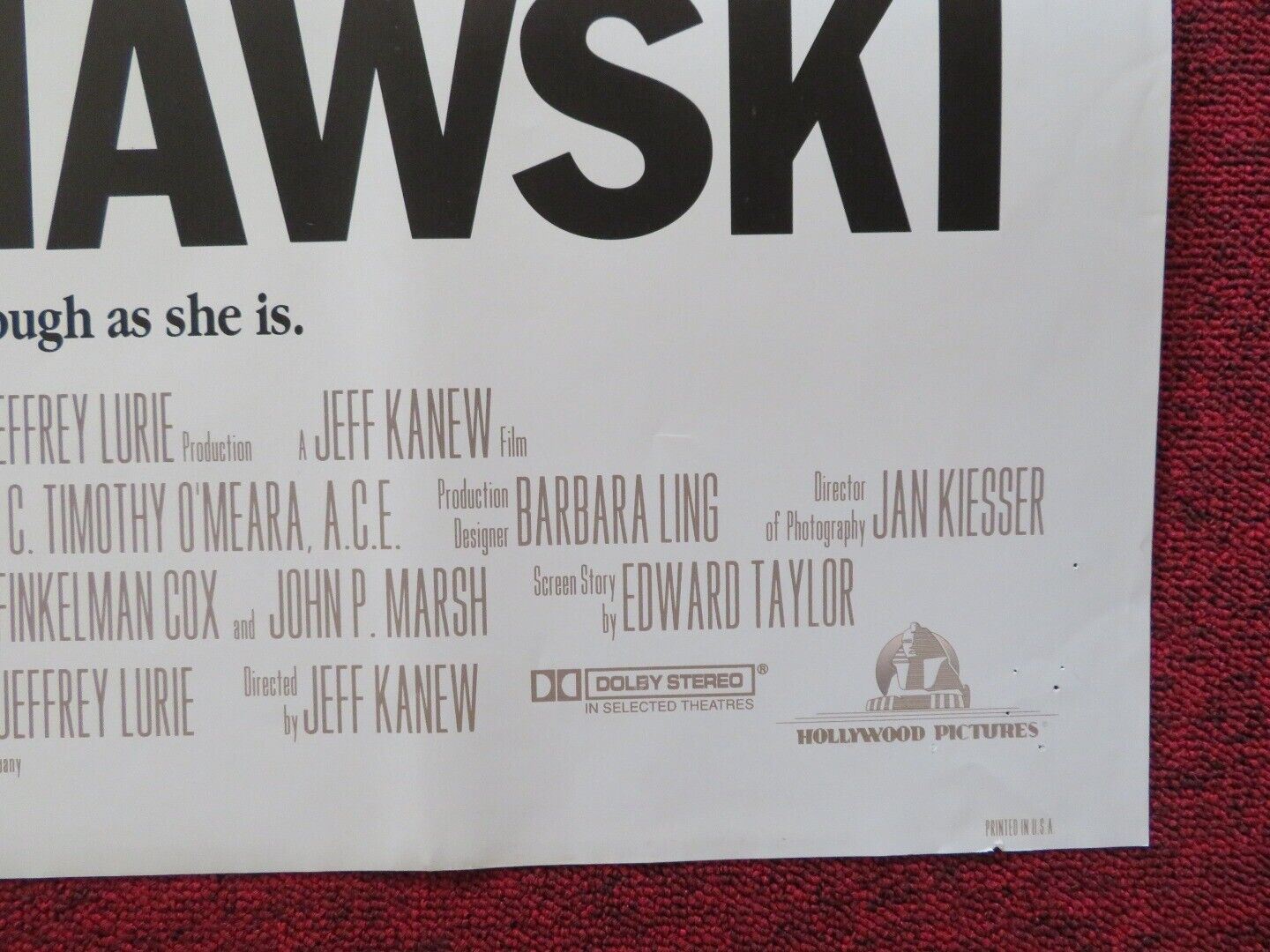 V.I. WARSHAWSKI FOLDED US ONE SHEET POSTER KATHLEEN TURNER 1991 Movie posters