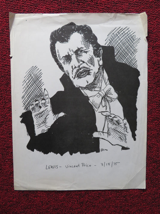 VINCENT PRICE SKETCH PRINT 1975 Rendezvous Cinema Movie posters