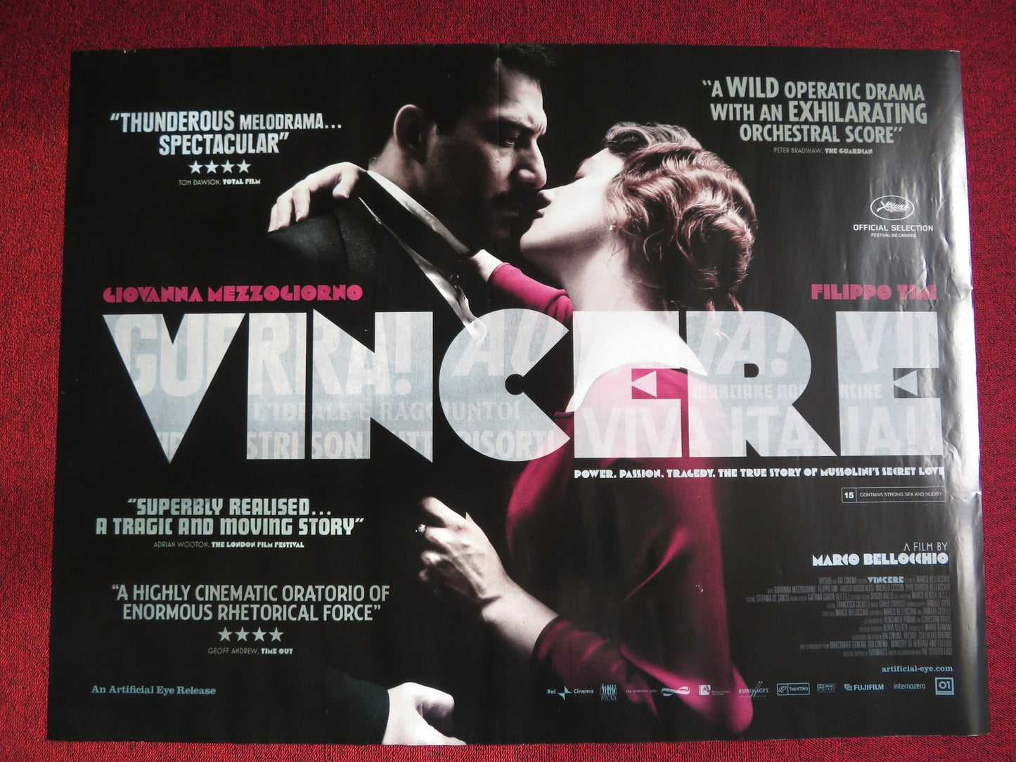 VINCERE UK QUAD (30"x 40") ROLLED POSTER FILIPPO TIMI GIOVANNA MEZZOGIORNO 2009 Rendezvous Cinema Movie posters