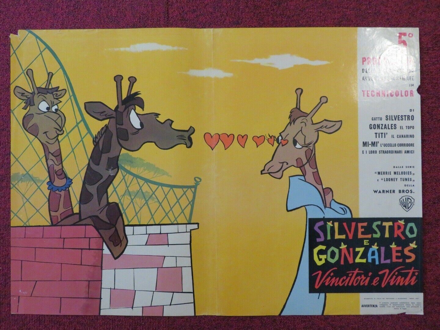 VINCITOCI E VINTI SILVESTRO E GONZALES MERRY MELODIES ITALIAN FOTOBUSTA POSTER Movie posters