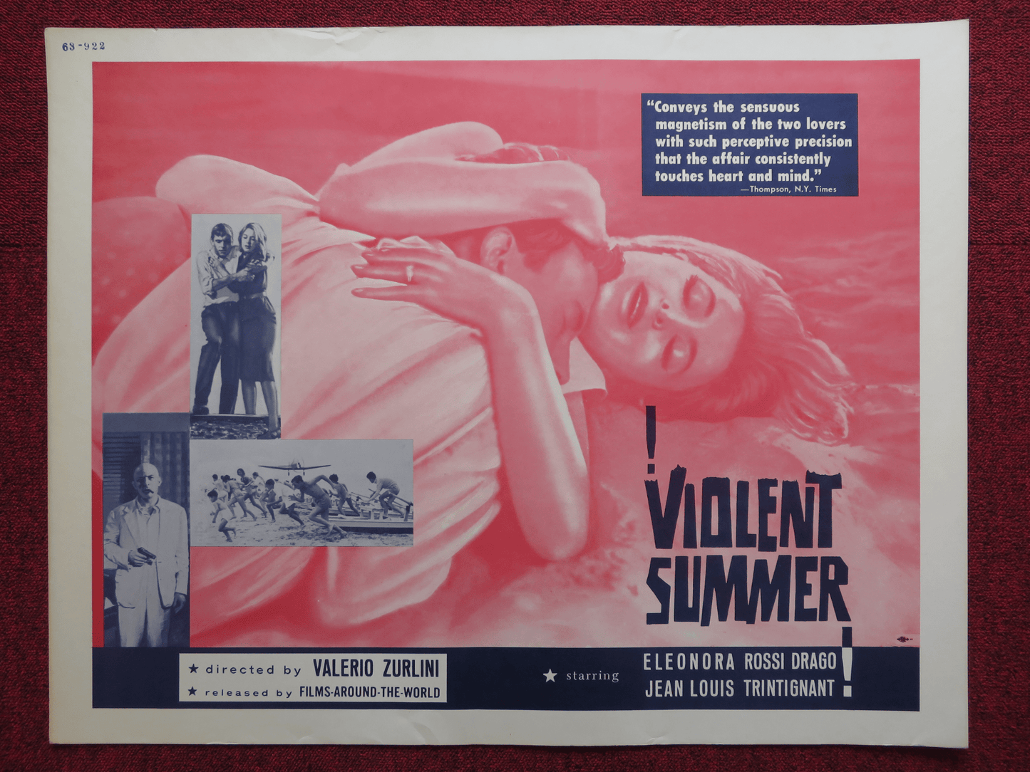 VIOLENT SUMMER US HALF SHEET (22"x 28") POSTER ELEONORA ROSSI DRAGO JEAN 1963 Rendezvous Cinema Movie posters