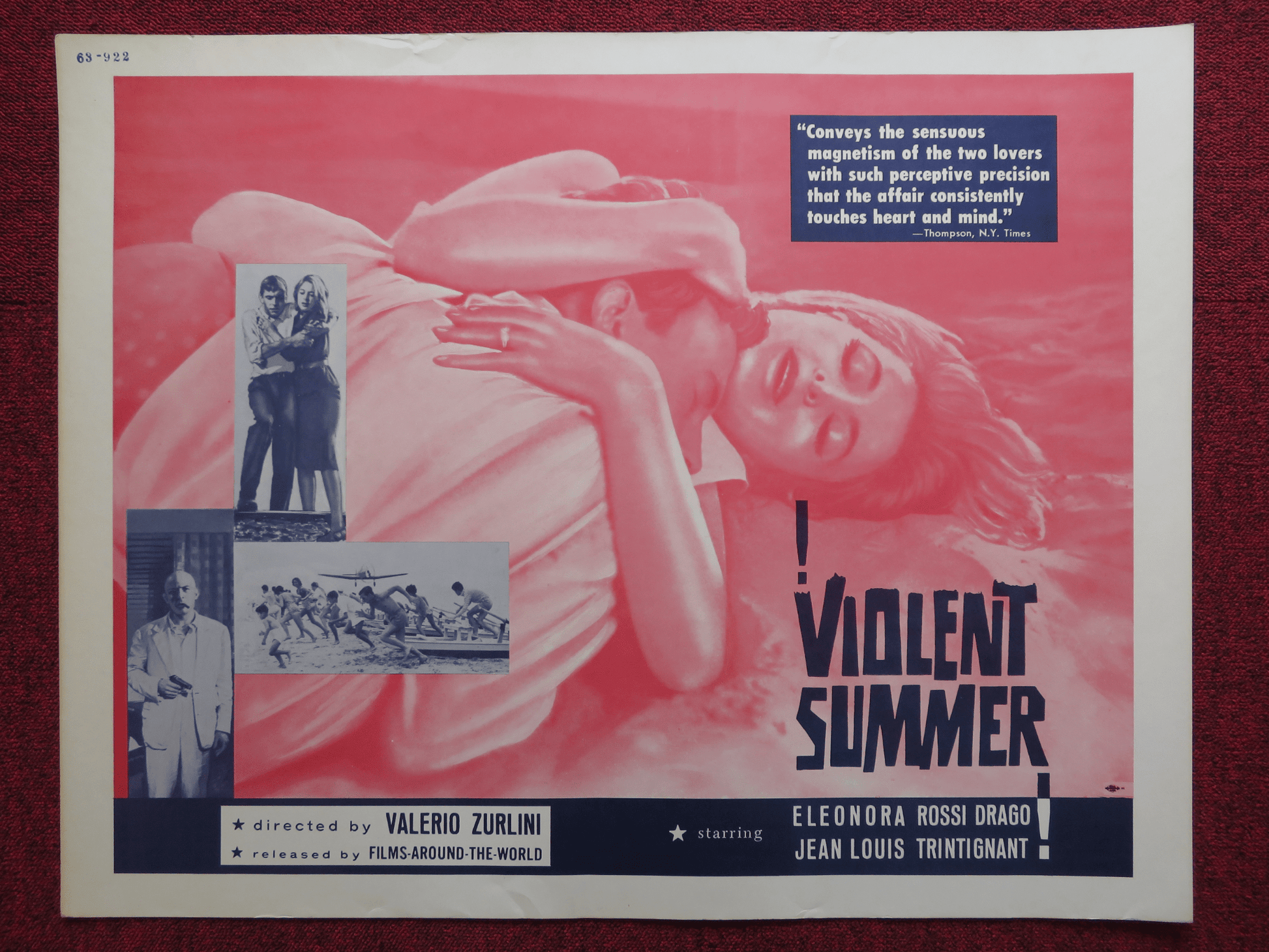 VIOLENT SUMMER US HALF SHEET (22"x 28") POSTER ELEONORA ROSSI DRAGO JEAN 1963 Rendezvous Cinema Movie posters