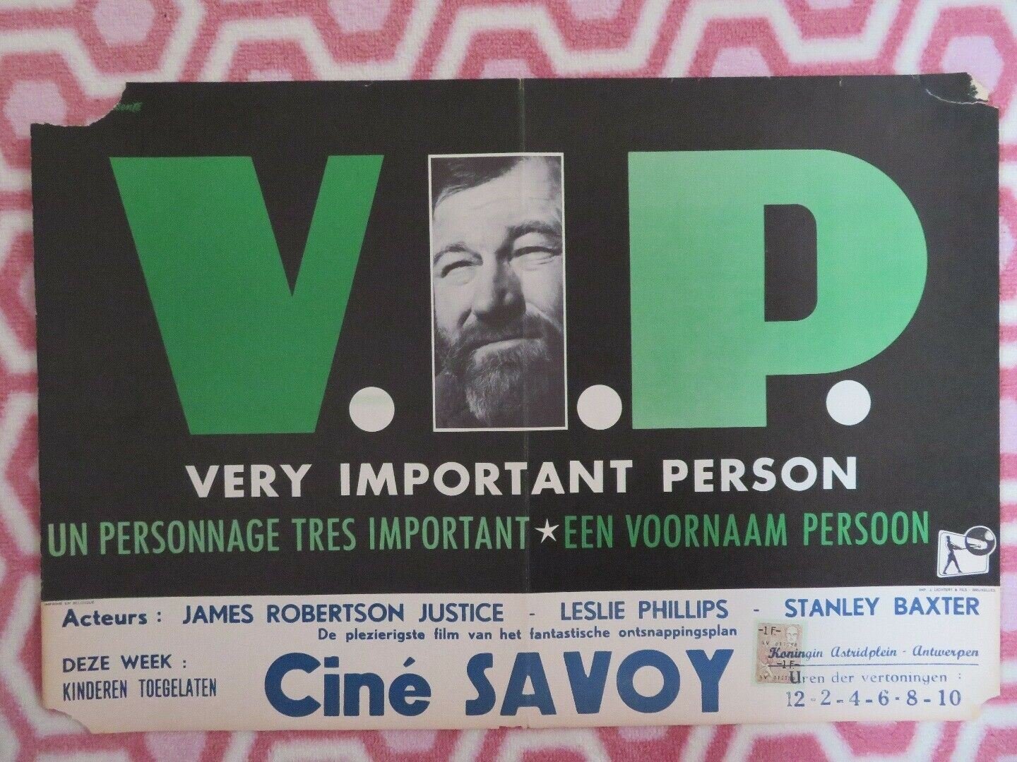 V.I.P / A COMING - OUT PARTY BELGIUM (20.5"x 14") POSTER JAMES ROBERT 1961 Movie posters