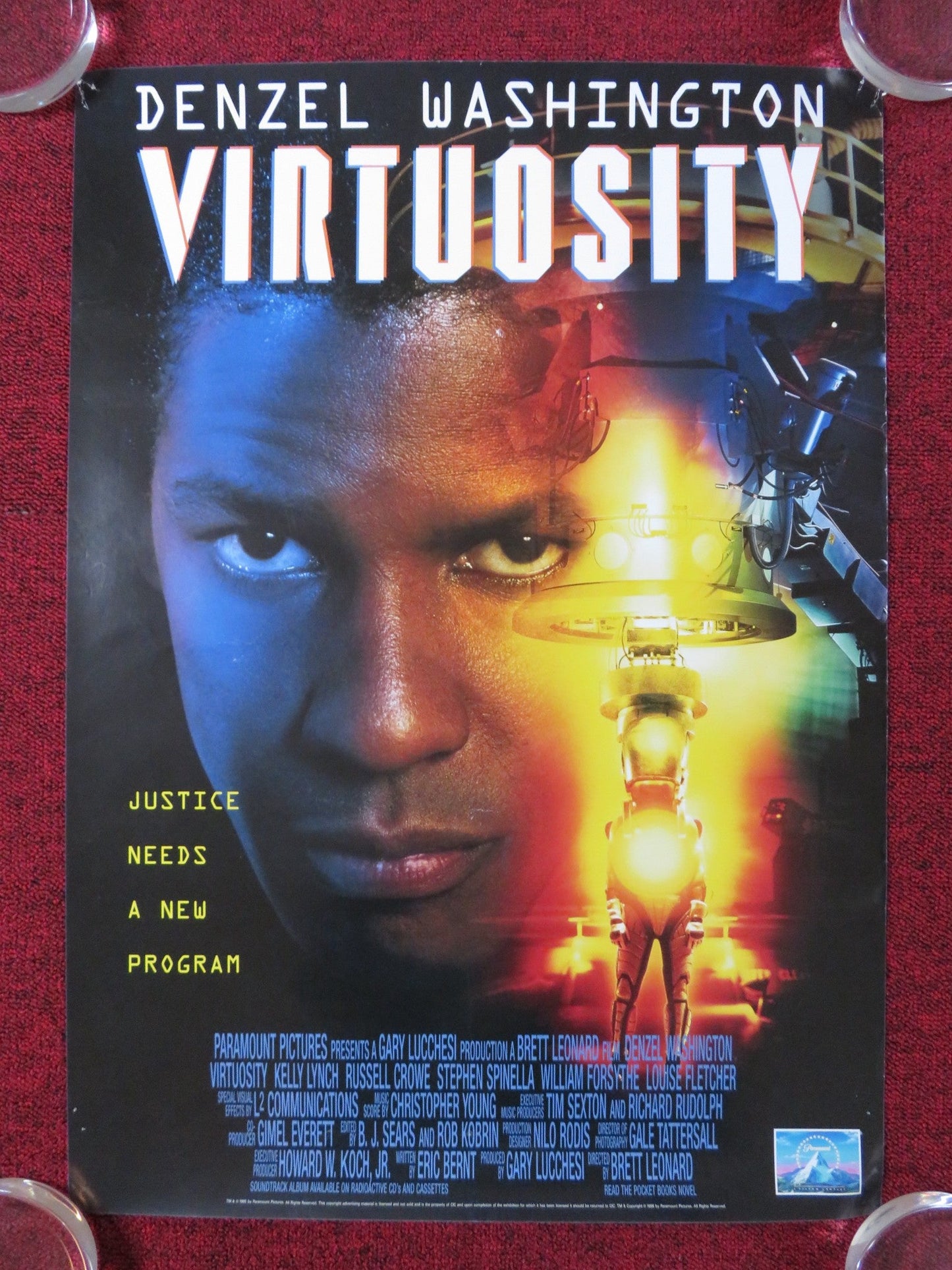 VIRTUOSITY VHS POSTER DENZEL WASHINGTON KELLY LYNCH 1995 Rendezvous Cinema Movie posters