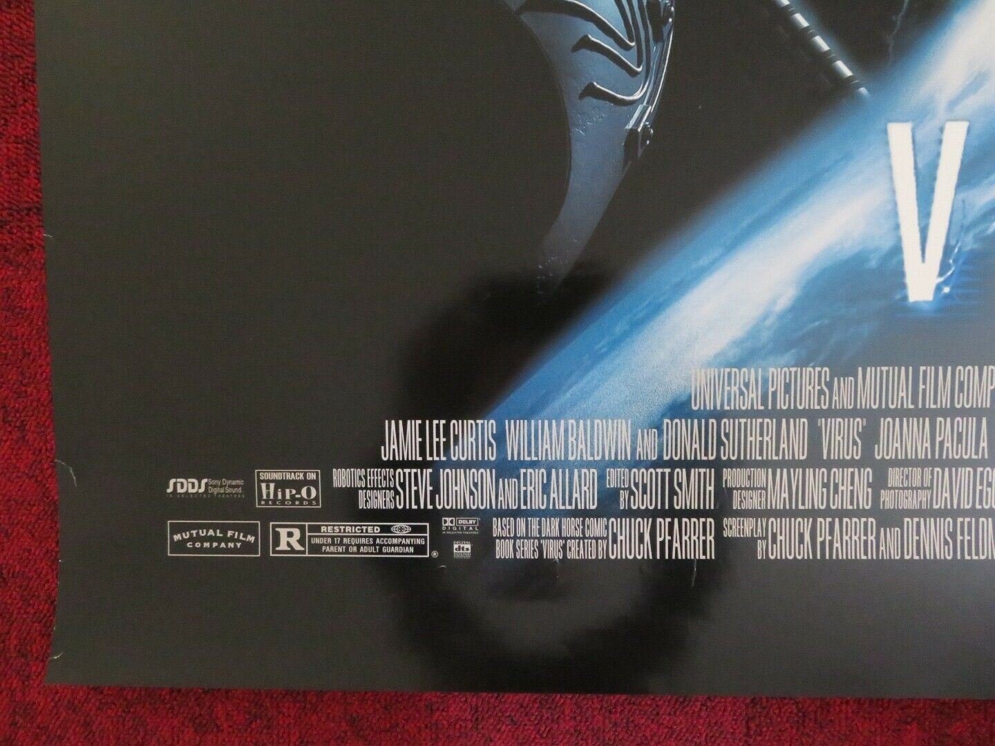 VIRUS US ONE SHEET ROLLED POSTER JAMIE LEE CURTIS DONALD SUTHERLAND 1999 Movie posters