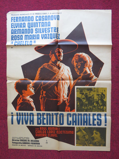 VIVA BENITO CANALES FOLDED MEXICAN POSTER FERNANDO CASANOVA E. QUINTANA 1966 Rendezvous Cinema Movie posters