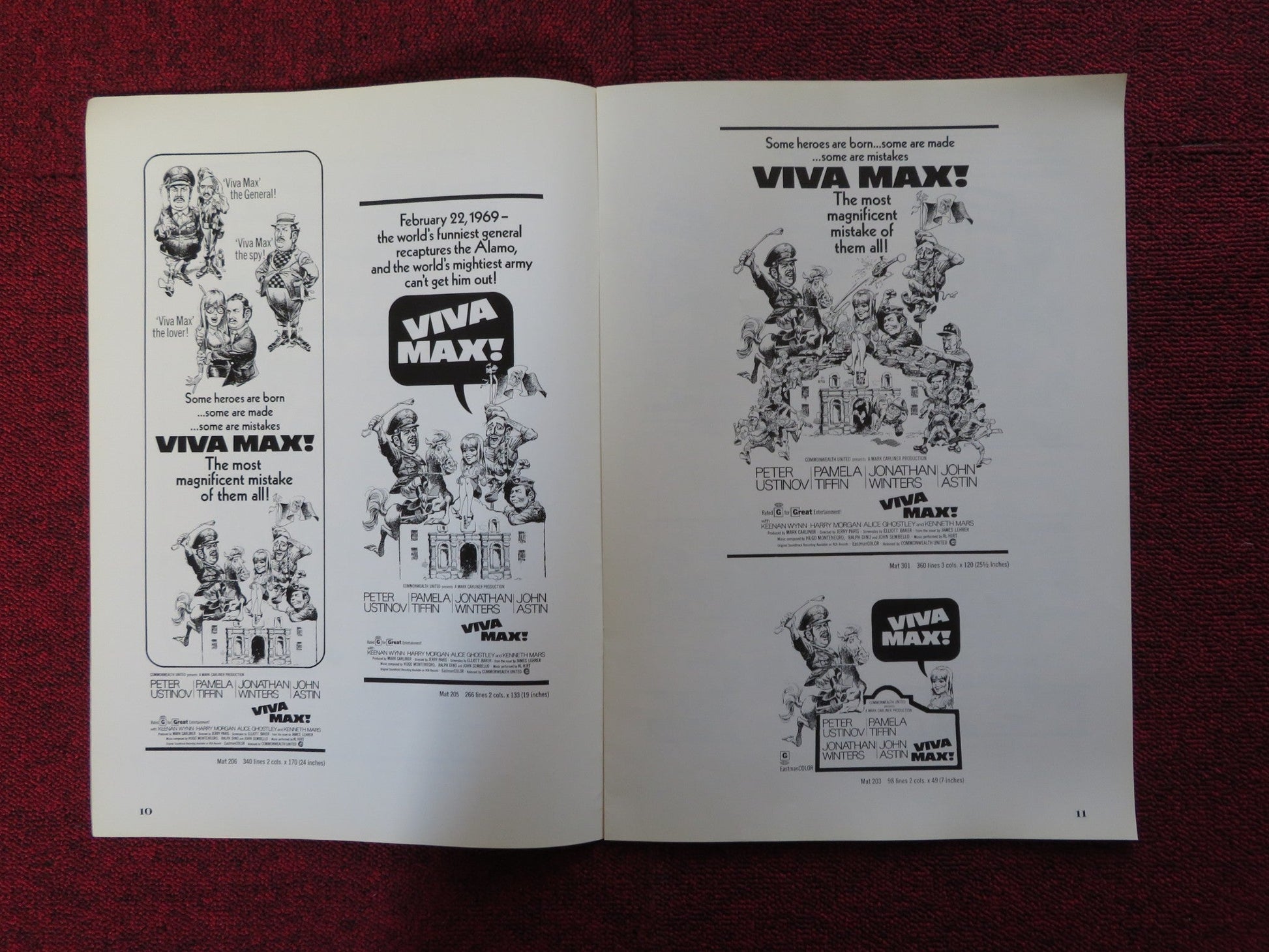 VIVA MAX - PRESSBOOK UNCUT COMMOMWEALTH UNITED PETER USTINOV PAMELA TIFFIN 1969 Rendezvous Cinema Movie posters
