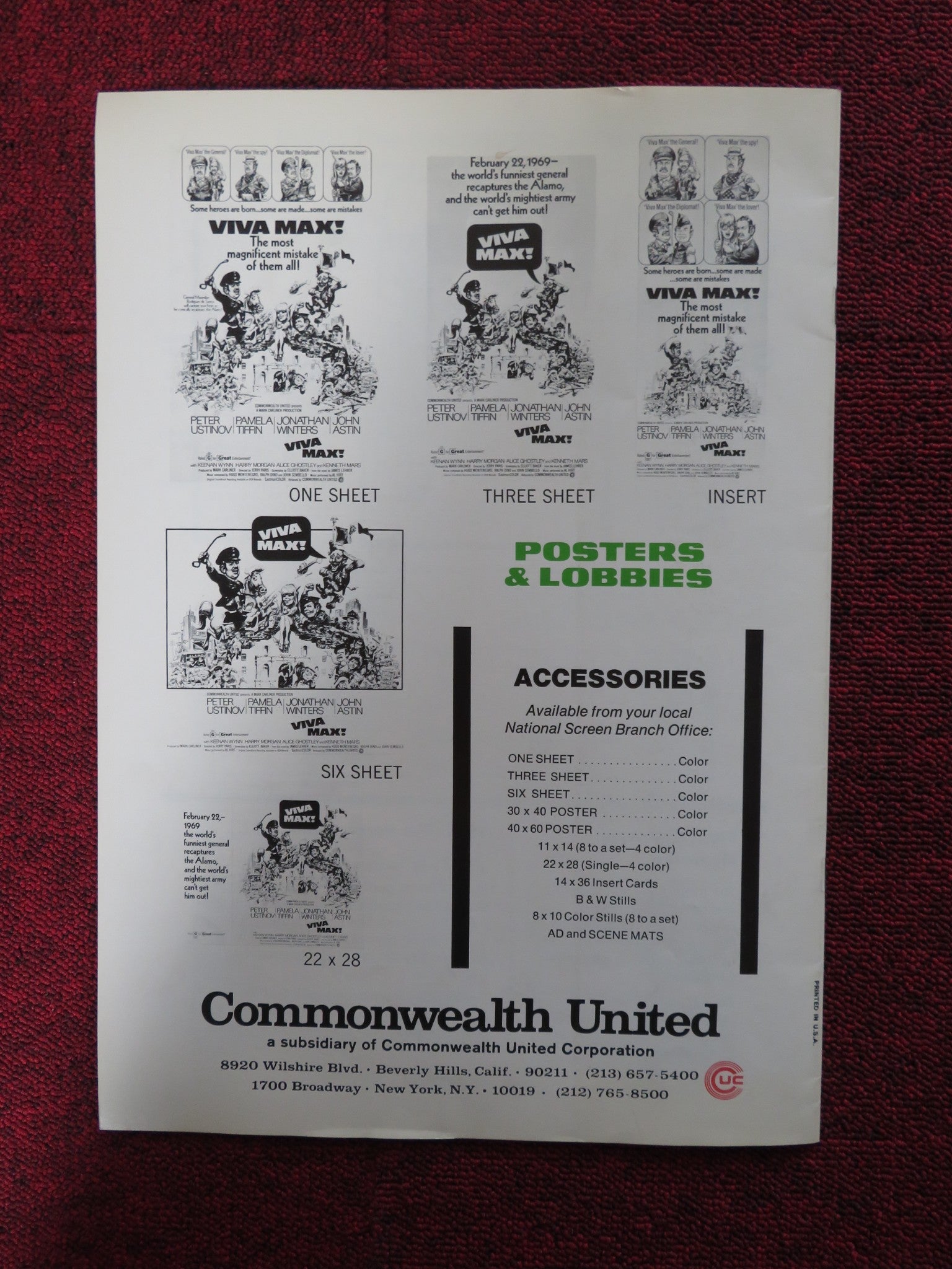 VIVA MAX - PRESSBOOK UNCUT COMMOMWEALTH UNITED PETER USTINOV PAMELA TIFFIN 1969 Rendezvous Cinema Movie posters