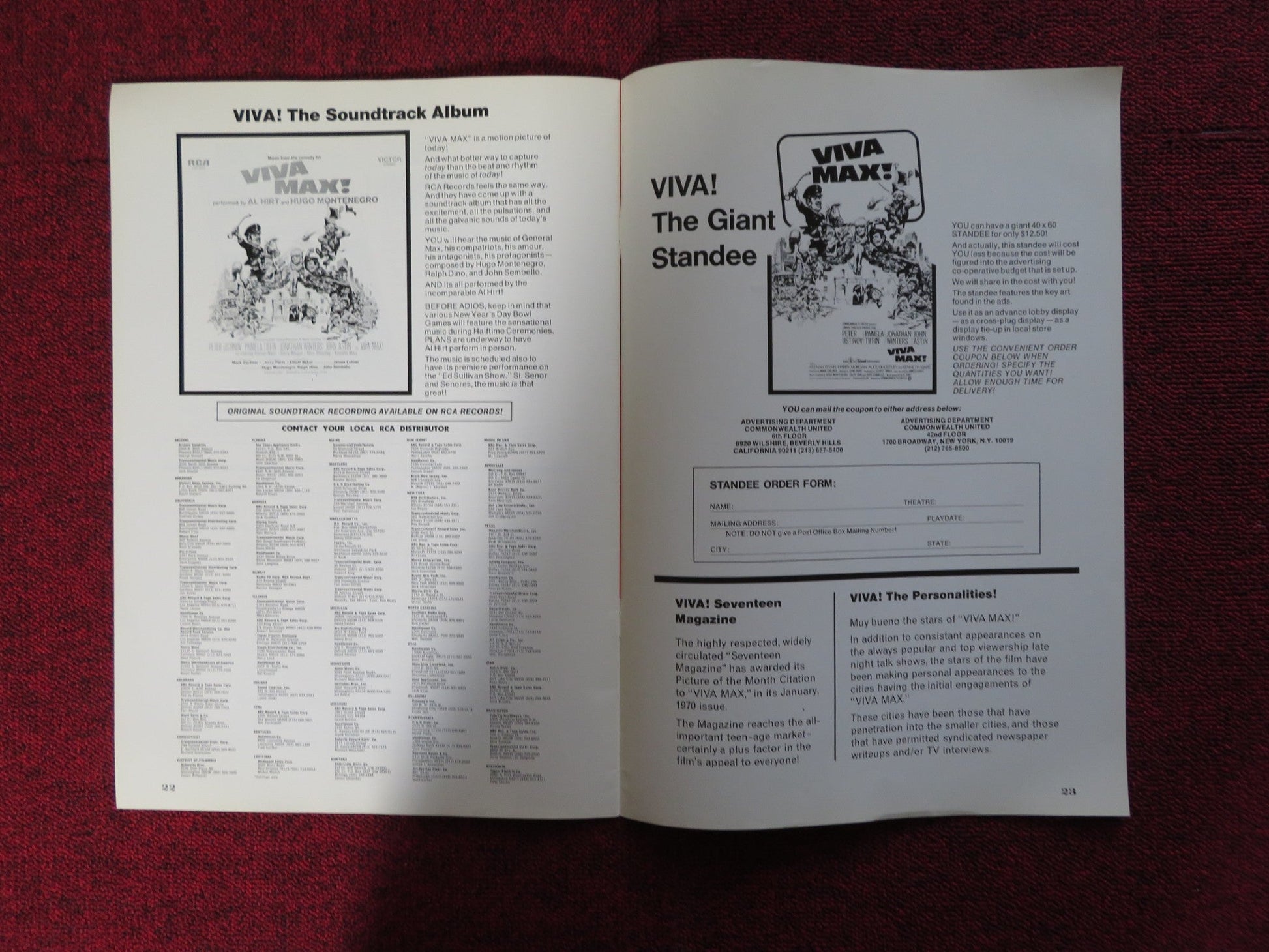 VIVA MAX - PRESSBOOK UNCUT COMMOMWEALTH UNITED PETER USTINOV PAMELA TIFFIN 1969 Rendezvous Cinema Movie posters