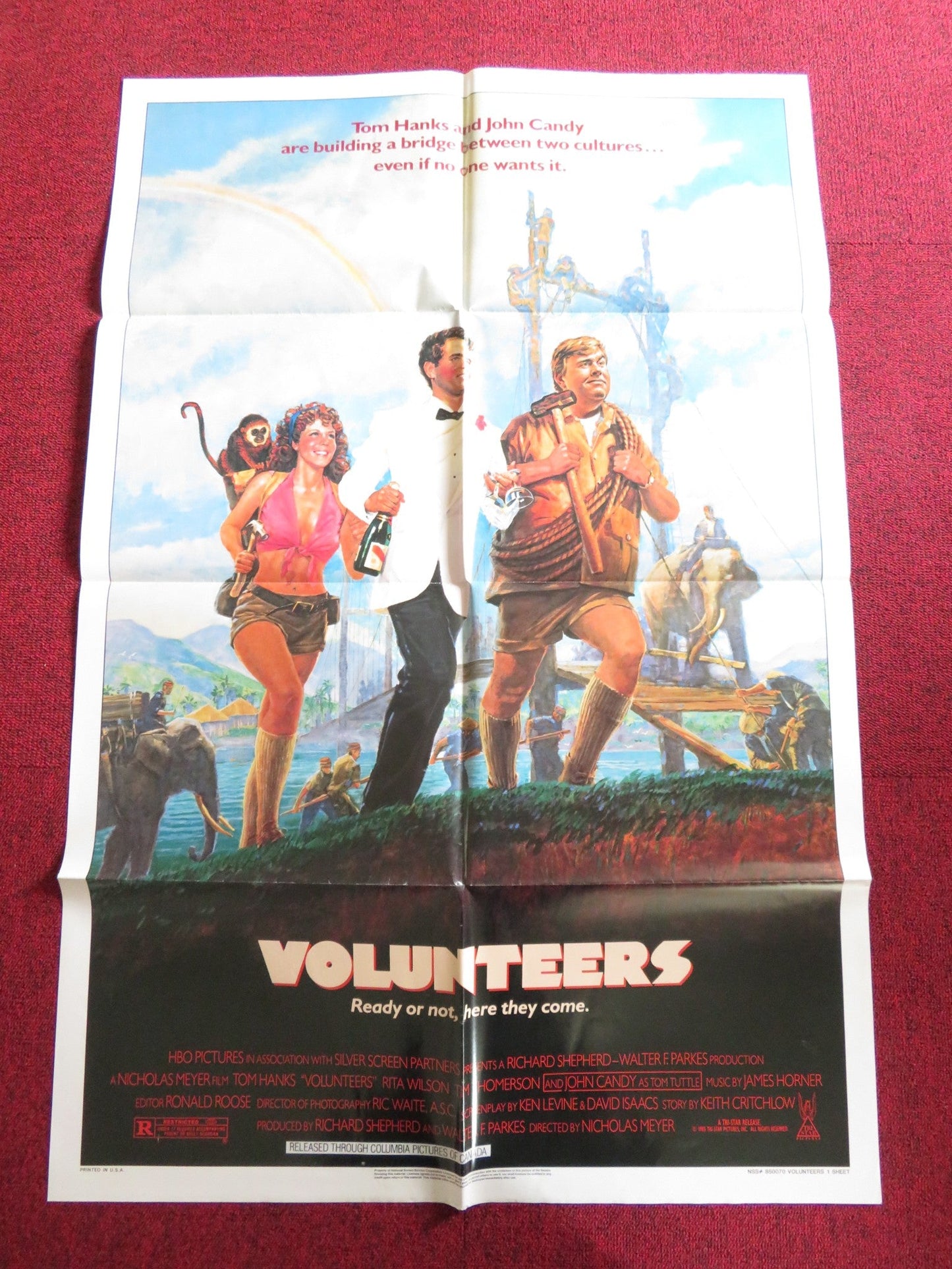 VOLUNTEERS FOLDED US ONE SHEET POSTER TOM HANKS JOHN CANDY 1985 Rendezvous Cinema Movie posters