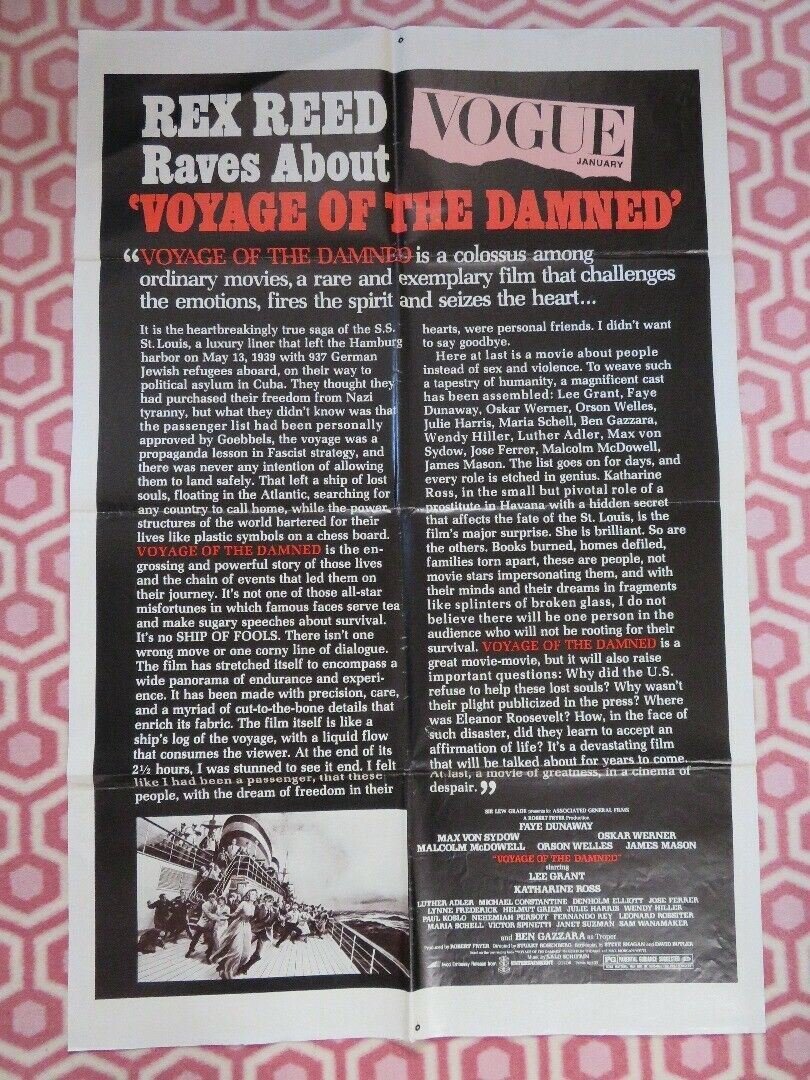 VOYAGE OF THE DAMNED FOLDED US ONE SHEET POSTER LEE GRANT KATHARINE ROSS 1976 - Rendezvous Cinema