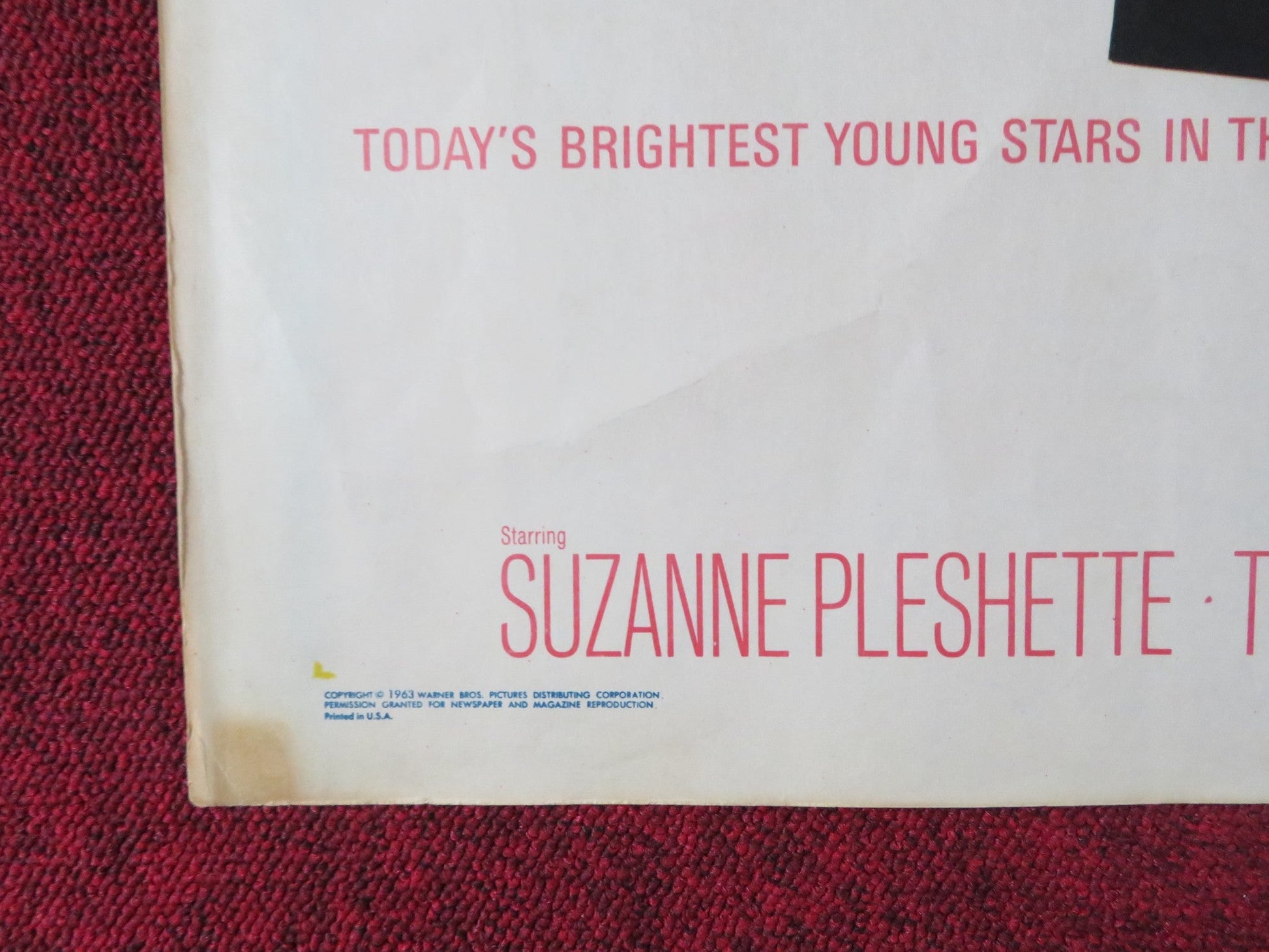 WALL OF NOISE HALF SHEET (22"x 28") POSTER SUZANNE PLESHETTE TY HARDIN 1963 Rendezvous Cinema Movie posters