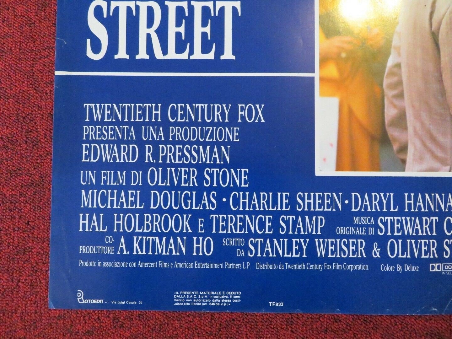 WALL STREET - A ITALIAN FOTOBUSTA POSTER CHARLIE SHEEN MICHAEL DOUGLAS 1987 Movie posters