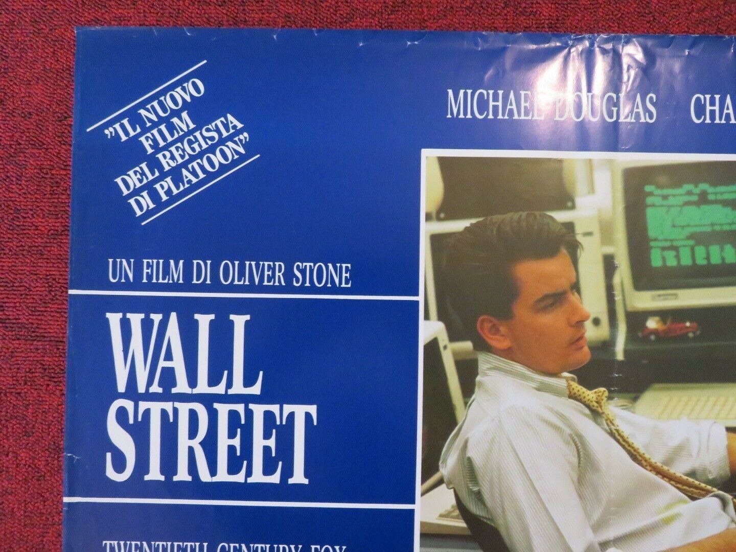 WALL STREET - B ITALIAN FOTOBUSTA POSTER CHARLIE SHEEN MICHAEL DOUGLAS 1987 Movie posters