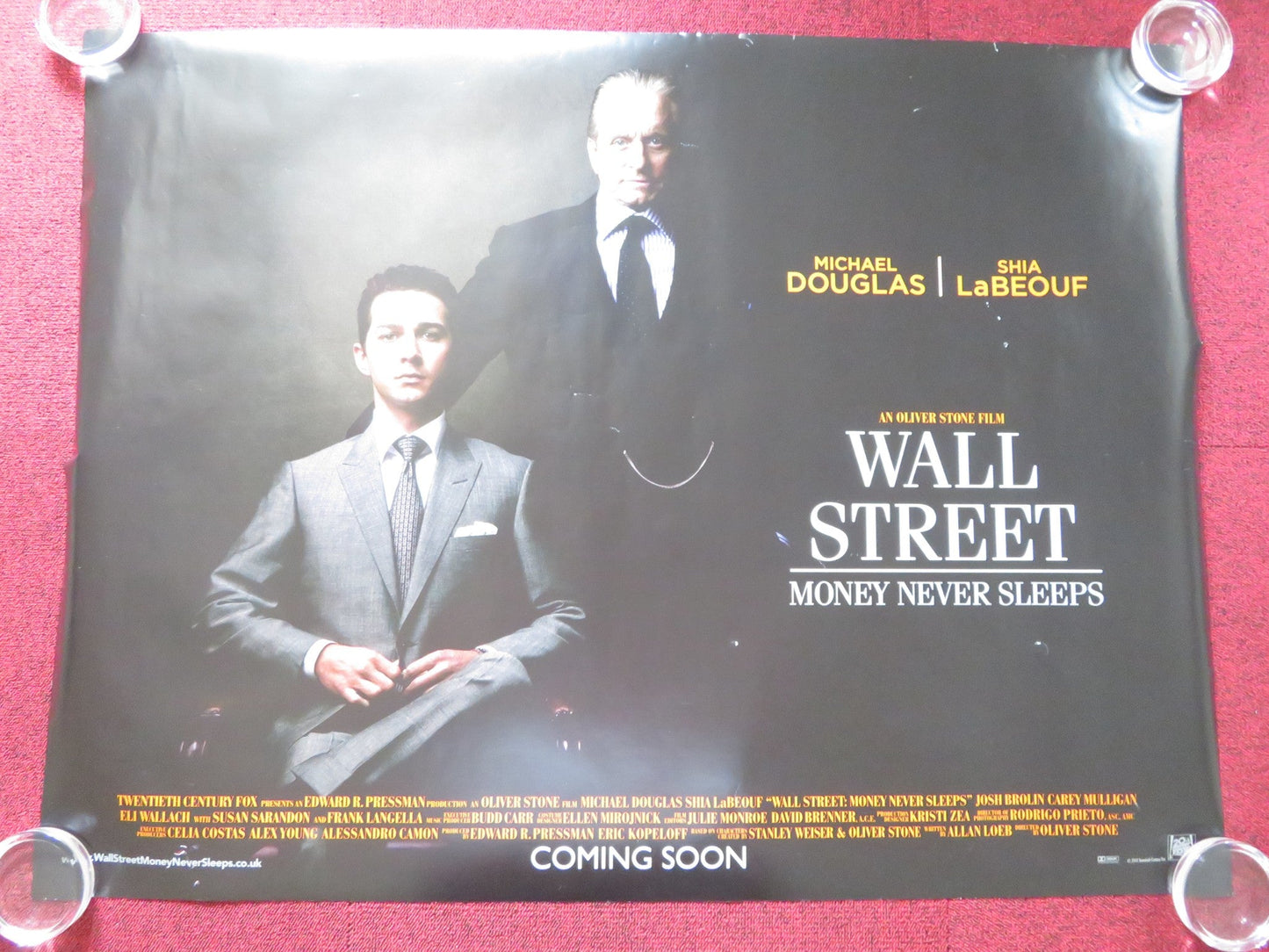 WALL STREET: MONEY NEVER SLEEPS UK QUAD ROLLED POSTER M. DOUGLAS LABEOUF 2010 Rendezvous Cinema Movie posters