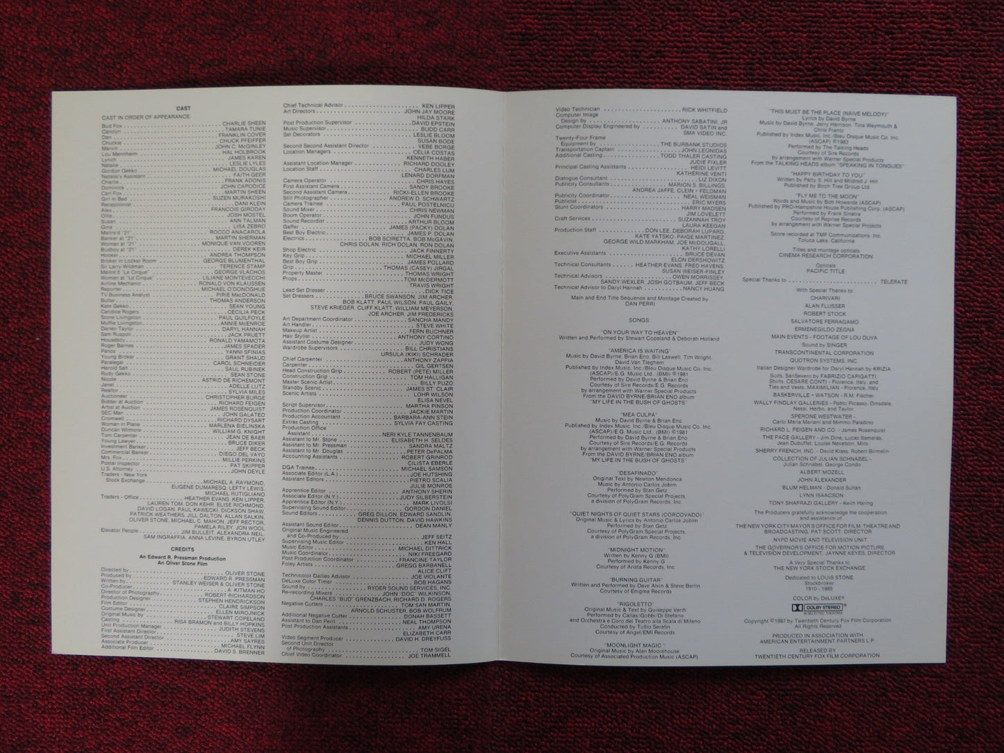 WALL STREET US SCREENING PROGRAM MICHAEL DOUGLAS CHARLIE SHEEN 1987 Rendezvous Cinema Movie posters