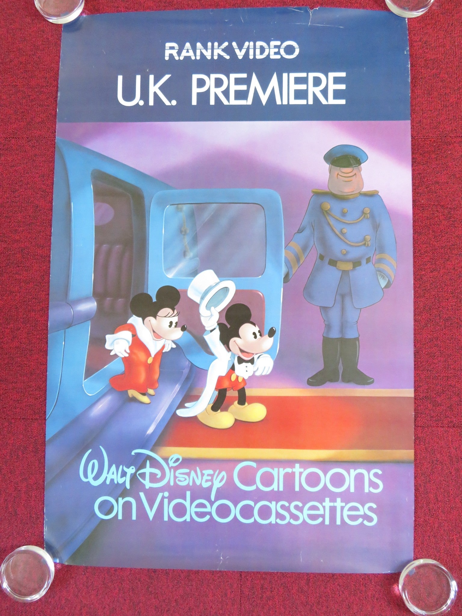 WALT DISNEY CARTOONS ON VIDEOCASSETTE VIDEO POSTER ROLLED DISNEY MICKEY MOUSE Rendezvous Cinema Movie posters